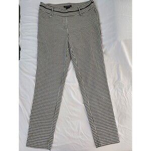 Zac & Rachel Black White Houndstooth Stretch Straight Leg Dress Women’s Pants 10
